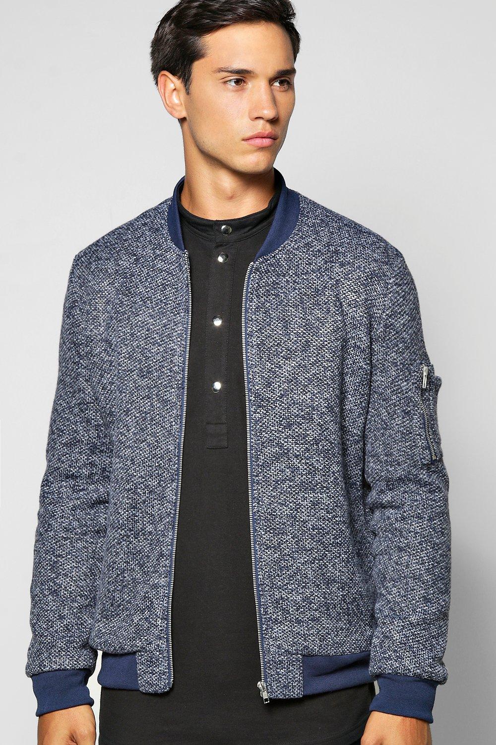 Flecked MA1 Bomber With Sleeve Zip - navy Review thumbnail